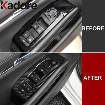 

For Mazda 3 M3 Axela 2019 2020 Carbon Fiber Window Lift Switch Button Cover Trims Door Armrest Panel Frame Interior Accessories