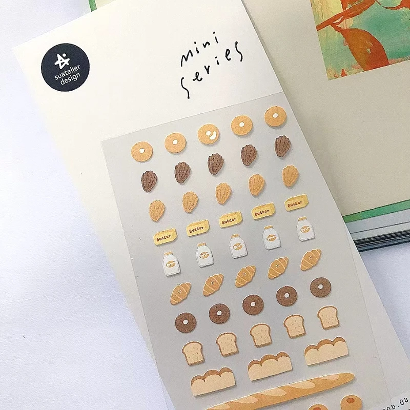 Stickers Korean Suatelier Mini Scrapbooking Bakery Bread Cute Diary Sticker Junk Journal Album DIY Decoration Craft Stationery