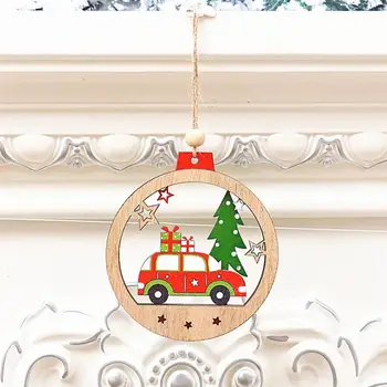 

3pcs Xmas Tree Pendants Wooden Hollowed Creative Ornament for Christmas Decor