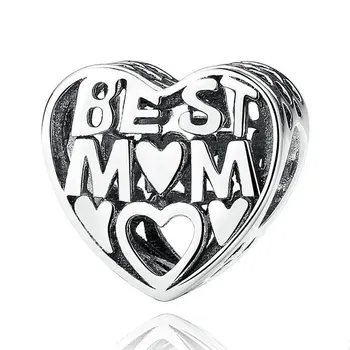

Original Openwork Best Mother Love Heart Beads Fit 925 Sterling Silver Bead Charm Bracelet Bangle DIY Jewelry
