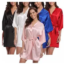 4XL. Для женщин сатиновое свадебное кимоно халат атласный. Одежда для сна Одежда для невесты пижамы Пижама-Халат Спа Свадебные пеньюары домашний халат