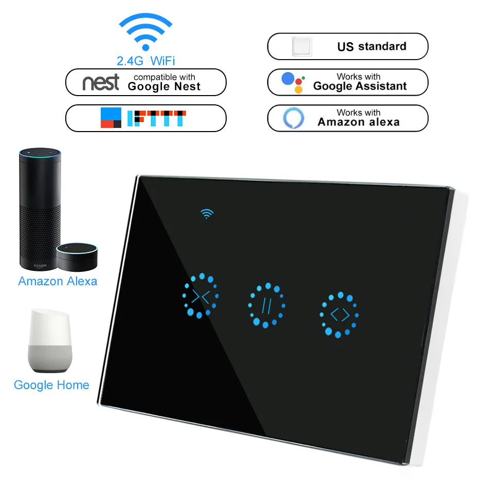 

Smart Home Electrical Blinds Curtain WiFi Touch Switch Ewelink Shutter Motor Door Smart Wifi Switch Support Google Home Alexa