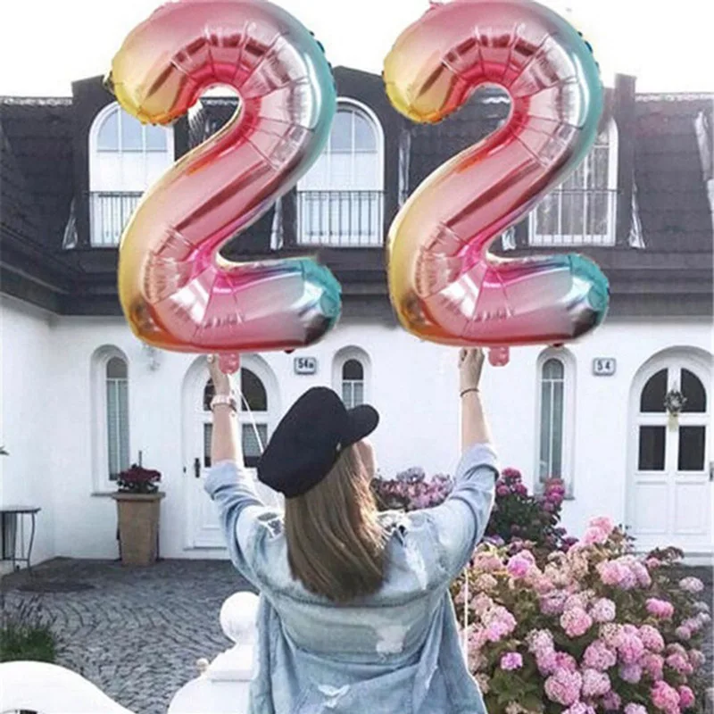 32 дюймовые фольгированные шары с цифрами 0 1 2 3 4 5 6 7 8 9 цифр день рождения 18 21 30