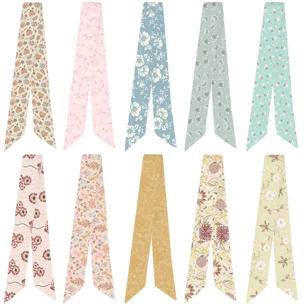 

Elegant Foral Print Ever-Changing Bag Handle Tie Wrap Silk Scarf Small Scarf Women Scarf Fashion Decoration