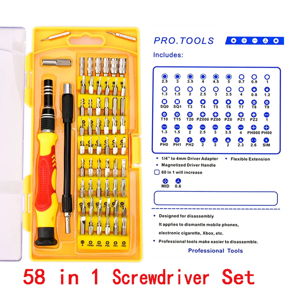 Vastar 58/60 в 1 Набор отверток многофункциональный компьютер ПК мобильный телефон цифровое электронное устройство ремонт ручные инструменты для дома - Цвет: 58 in  1