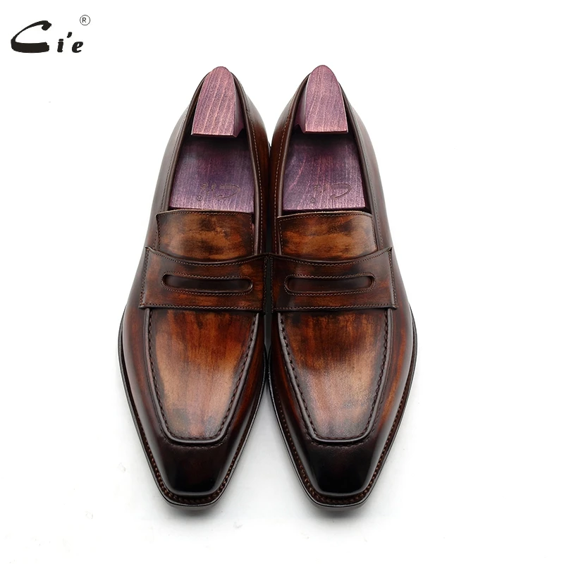 Goodyear welted loafer men formal shoes leather sole shoes for men office dress patina brown business leather loafer 213