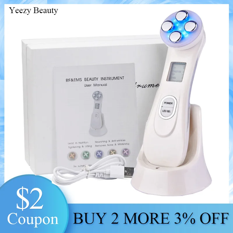 Устройство для подтяжки кожи лица, машина для красоты, Электропорация, радиочастотный лифтинг для лица, мезотерапия ЭМС, светодиодный фотон для лица