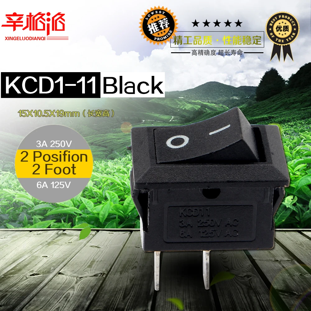 KCD11 10*15 мм 2-контактный ВКЛ-ВЫКЛ 3A 250V 6A 125V 10x15 маленький лодочный кулисный