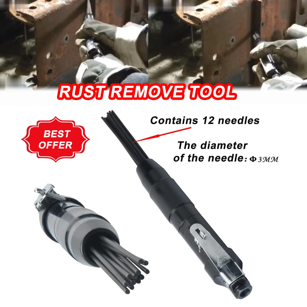 

Needle Scaler Removing Rust Slag Tool Air Pneumatic Rust Corrosion Slag Remove Deburring Clean Tool Uneven Polish Needle 12