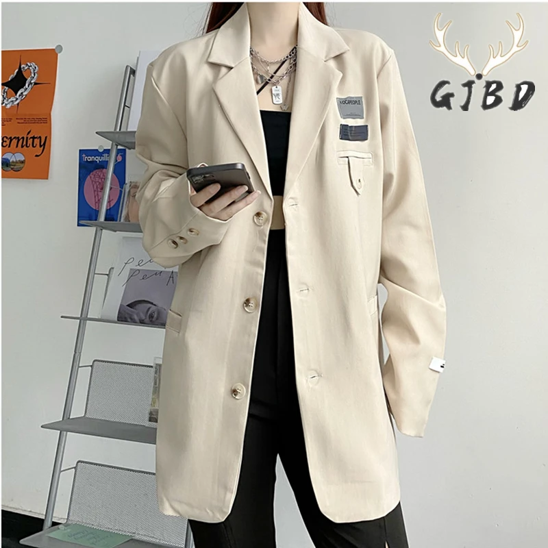 

Long Sleeves Clothing Women Casual Blazer Lady Streetwear 2022 Autumn Baggy Outerwear Korean Fashion Tops Oversized Office Coat