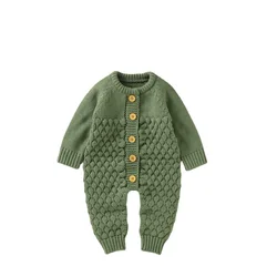Barboteuse pour bébé, ensemble de vêtements, combinaison tricotée, à manches longues, pour fille et garçon, 2 pièces, automne et hiver 