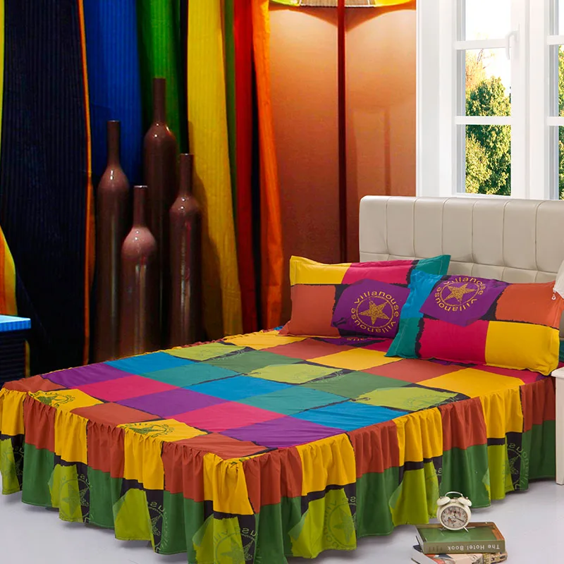 

Colorful Flower Scenic Printed Bedspread Fitted Sheet Coverlet 2 Pillowcases for Twin Queen King Bed Size