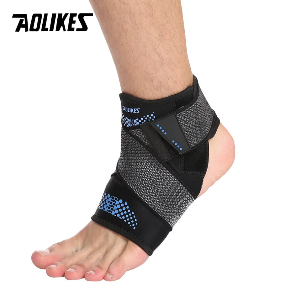 AOLIKES один L/XL спортивный фиксатор для голеностопа протектор компрессионная Лодыжка Поддержка колодки эластичный нейлоновый ремешок брекет для футбола баскетбола - Цвет: Blue for left
