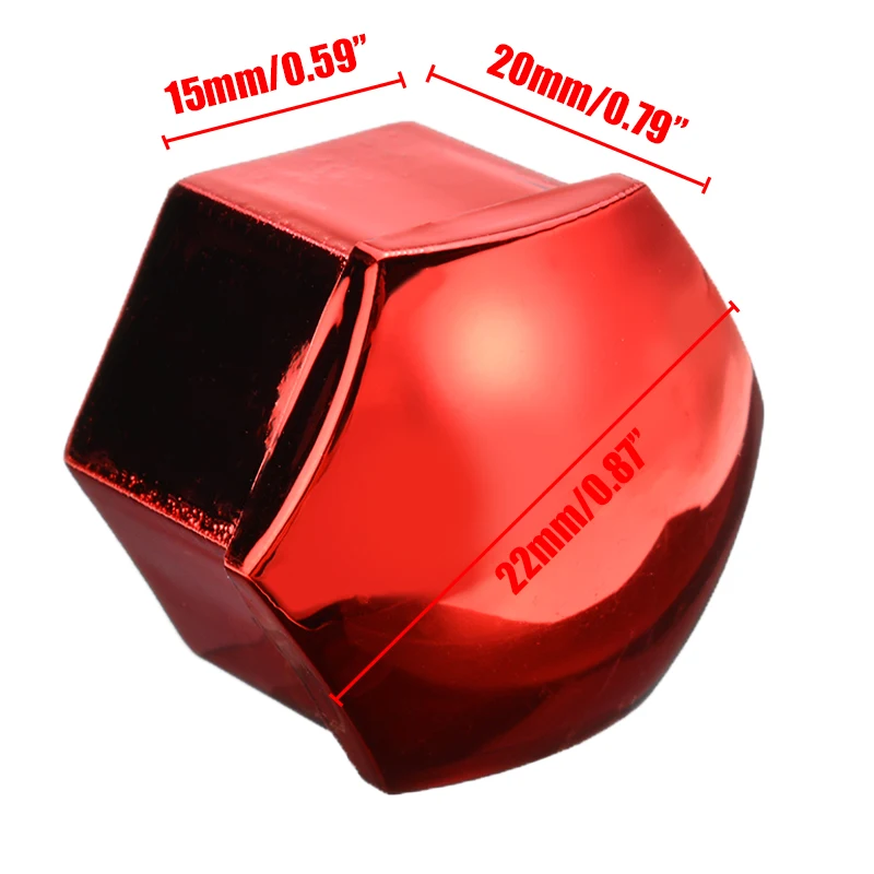 20pcs/set Red Universal 17mm Wheel Nut Bolt Cover Cap with 2 Removal Tool Set Exterior Decoration Protecting Bolt Rims