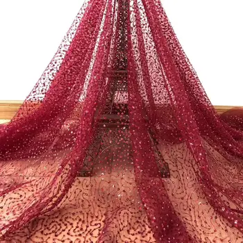 

embroidery Korea Lace with crystal beads sequins African French Lace tulle fabric fantastic celebration cloth High Quality Wo375