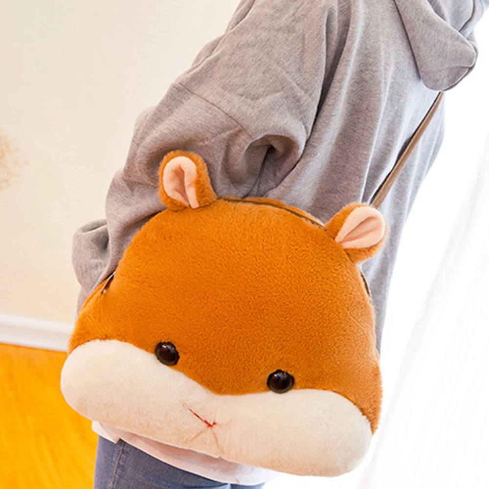 Зимний женский милый мини-рюкзак, пушистая сумка в виде хомяка, студенческий ручной теплый мешок, мини-рюкзаки для девочек