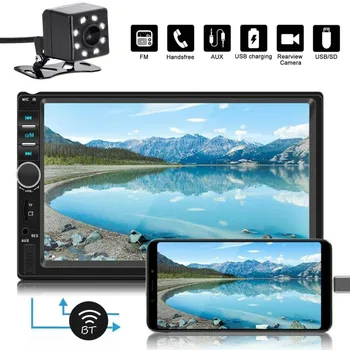 

1set Car Radio 7" HD Touch Screen Stereo FM Audio MP5 Player With 8LED Rearview Camera Aupport TF Card USB bluetooth Auto Radio