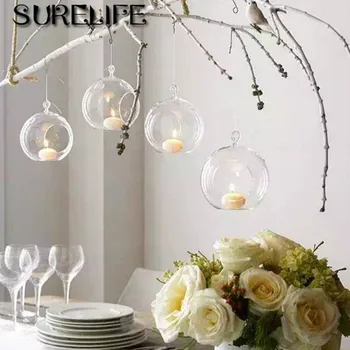 

12pcs 6/8cm Hanging Tealight Holder Glass Globe Terrarium Candle Holders Candlestick Home Bar Wedding Decoration