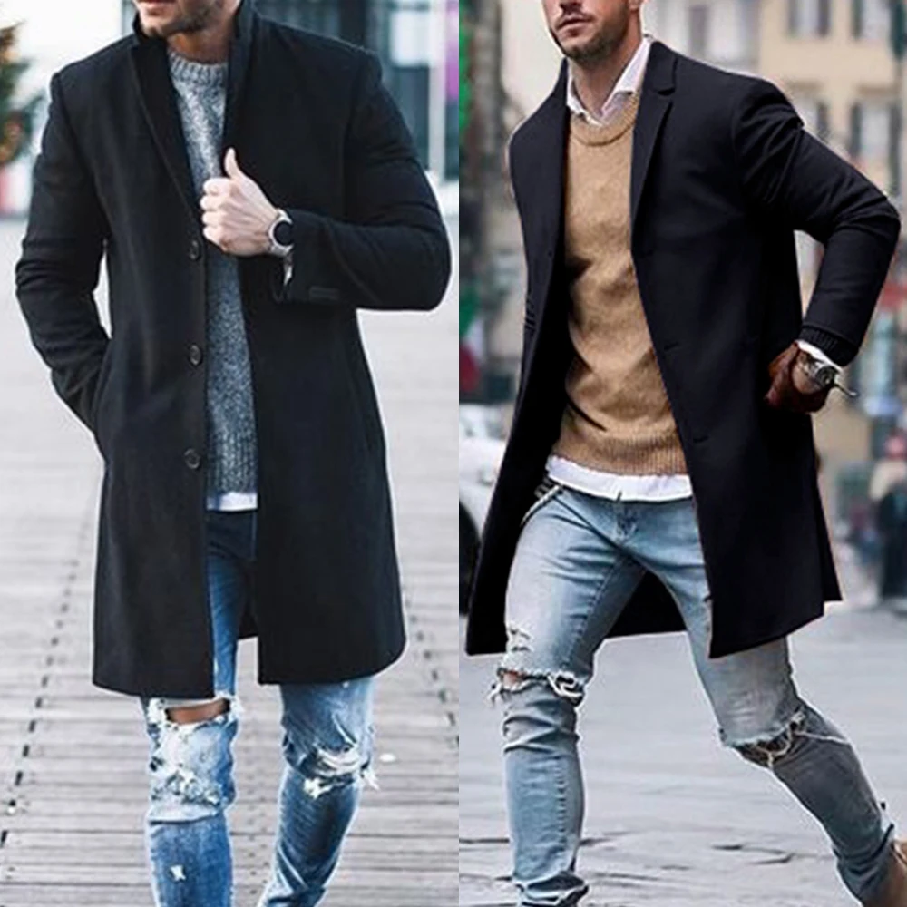 Najtaniej CHANWELL 2019 zima męski długi płaszcz z długim rękawem Casual Blazers kurtki ciepłe Plus rozmiar casaco masculino Streetwear abrigo hombre