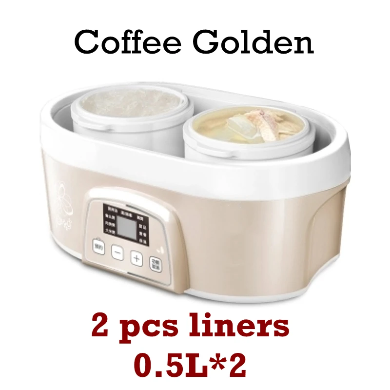 CUKYI водостойкие керамические электрические плиты белый фарфор гнездо Мультиварка суп детская медленная каша горшок доступен для 2-4 - Цвет: golden 2 liner