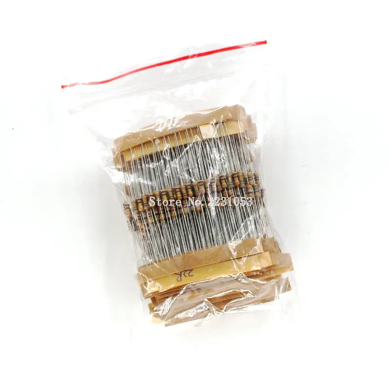 Carbon Film Resistor Kit 500PCS/LOT 1/4w 0.25w 5% Carbon Film Resistor Kit 50 Values Assortment Pack Mix Selection 1 ohm-10M ohm 50 Values Each 10PCS