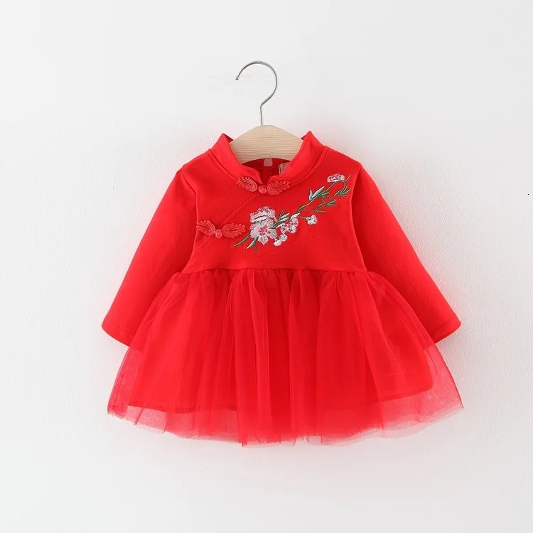 Г. Китайское платье для маленьких девочек, одежда весенне-осеннее стильное детское хлопковое традиционное платье с длинными рукавами для маленьких девочек, Hanfu/платье