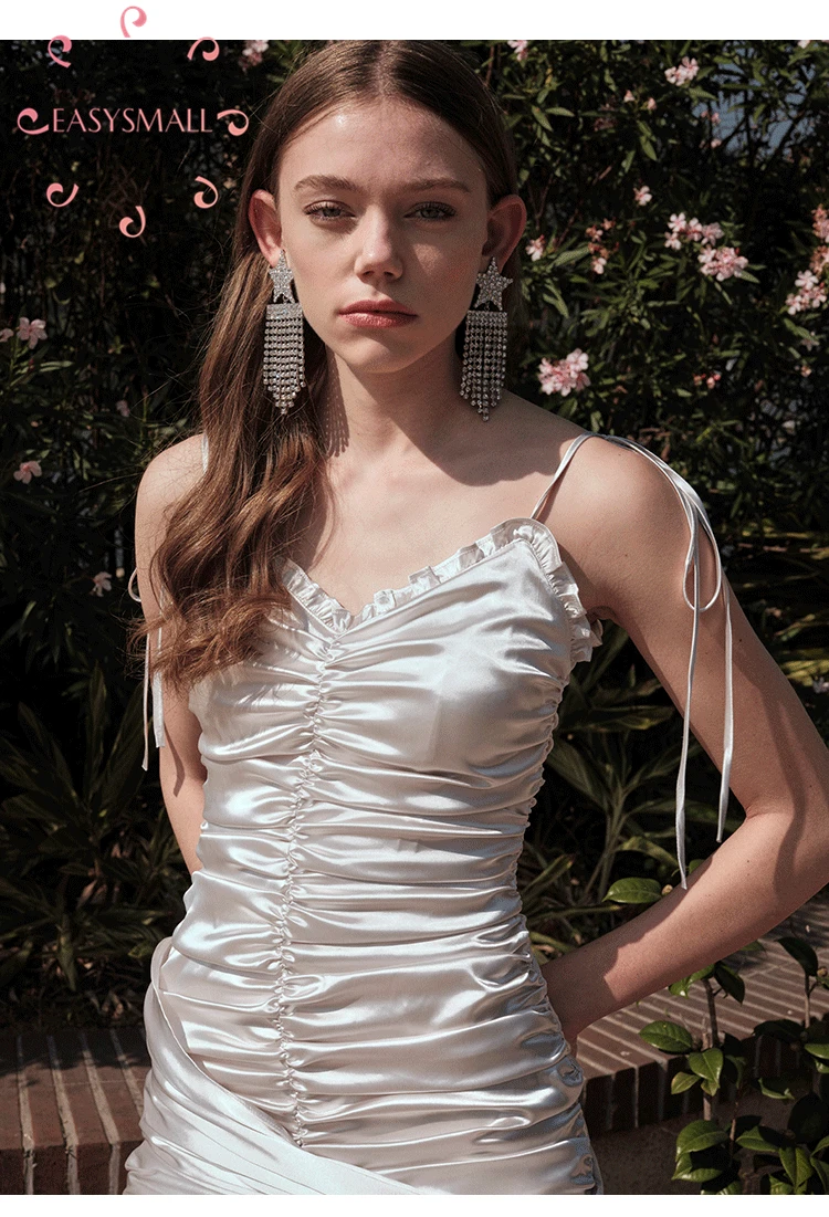 EASYSMALL For love lemons, женское платье, модное, высокое качество, Vestidos, вечерние, сатиновые, с оборками, высокая талия, короткие платья