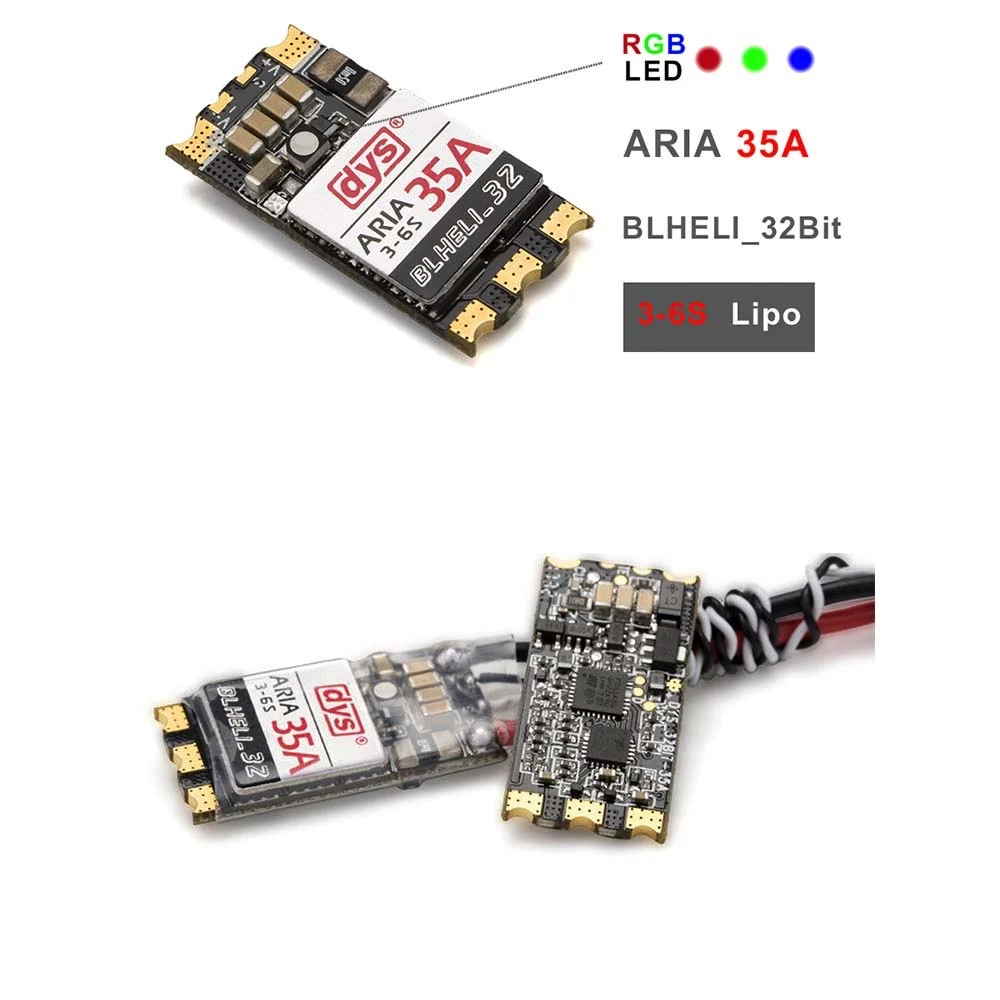 DYS бесщеточный ESC Aria blheli _ 32bit 35A 35amp 3S-6S Dshot1200 готовый Встроенный датчик тока для