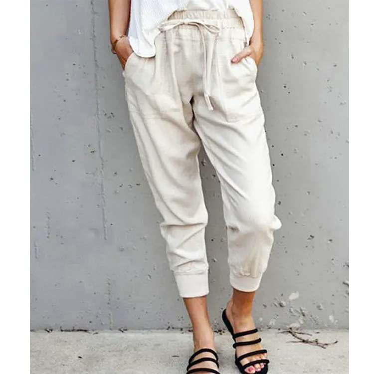 linen pants 2021New Women's Cotton Linen Pants Male Summer Breathable Solid Color Linen Trousers Fitness Streetwear S-3XL black cargo pants Pants & Capris