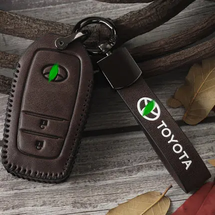 Чехол для ключей из натуральной кожи для Toyota Camry CHR Prius Corolla RAV4 Prado дистанционный 3 кнопки без ключа Защитите ваши ключи от автомобиля - Название цвета: F