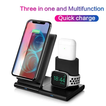 

Qi wireless charger for iPhone 8 X XR XS Max 3 in 1 Fast Charging Dock Station For Apple Watch 1 2 3 For AirPods For Samsung S9