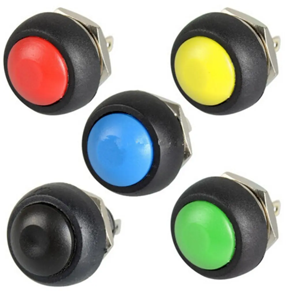 5PCS 12mm PBS-33B DS-333 Round Metal Push Button Momentary Switch Horn ON-OFF CA 