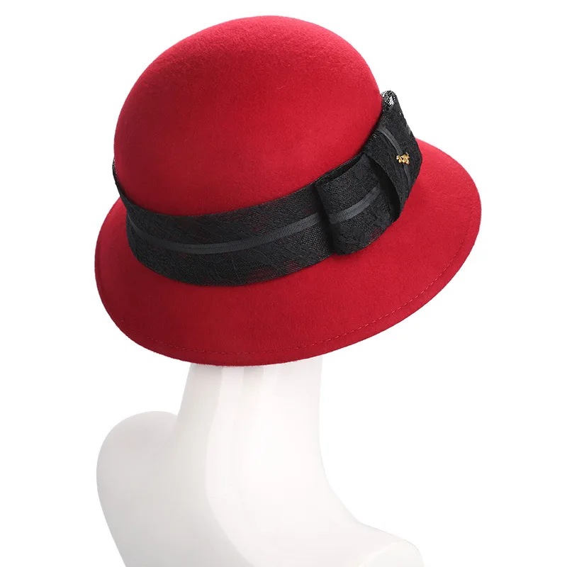 Брендовая дизайнерская женская панама зимняя теплая шерсть Gorros шапки для рыбака уличная Осенняя дамская шляпа с кружевным бантом