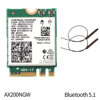 Günstig 60 Stücke Drahtlose 802,11 Ax WIfi 6 Für Intel AX200 NGFF M.2 SCHLÜSSEL E Karte AX200NGW MU-MIMO 2,4G/5Ghz 2400Mbps BT 5,1 Mit Antennen