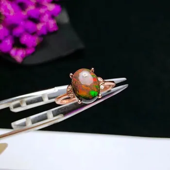 

Free shipping Real and natural black opal Ring 925 sterling silver for Man Or For Woman
