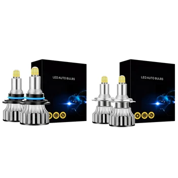 

4x 9006/H7 LED Headlight Bulbs, 24 CSP 8 Sides 360 Degree Car Led Lighting 120W 18000LM 6500K Fog Light Bulbs Auto Lamps