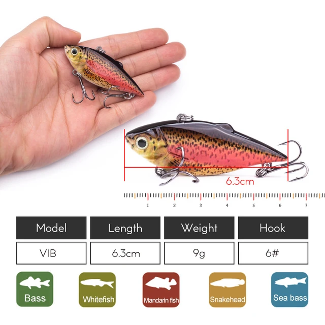 1pcs 6.3cm VIB Crankbait 8.5g Lifelike Fishing Lure High Quality