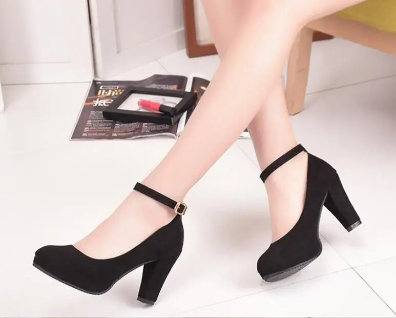 Zapatos de tacón alto con plataforma para mujer, sandalias femeninas de tacón alto de 9CM con correa en el tobillo, color rojo, para otoño