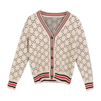 

Girl's Long Sleeve Casual Fashion Square Patchwork Single Button Closure Sweater Cardigans Thin Design Sweaters Coats