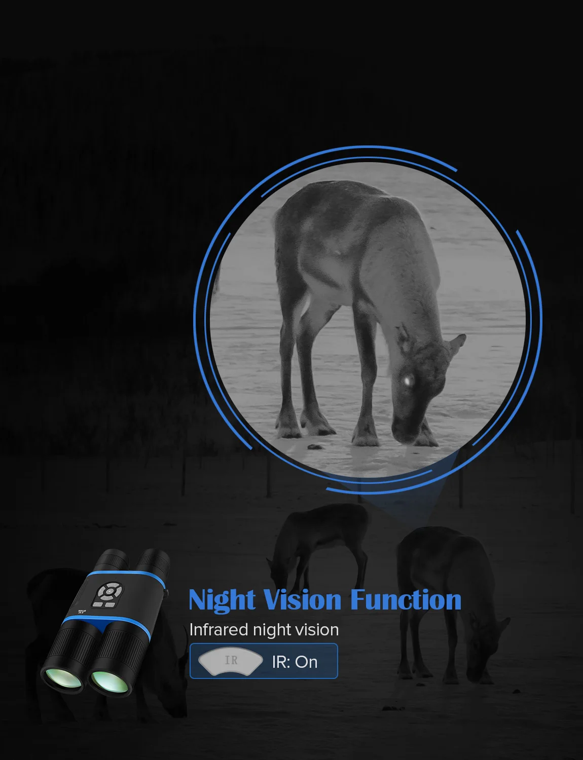 BOBLOV 8-52mm Day and Night HD Binocular Low Light Night Vision Binocular 335PPI 1080p Video Recorder Wifi E-Compass