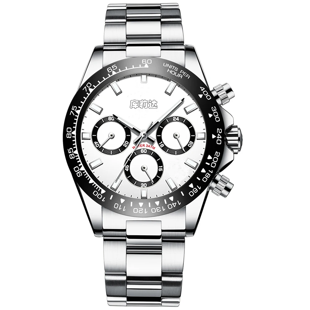 

Classic New Men 7750 Automatic Mechanical Watches Black Blue White Stainless Steel Sapphire Ceramic Bezel Watch AAA+ Chronograph