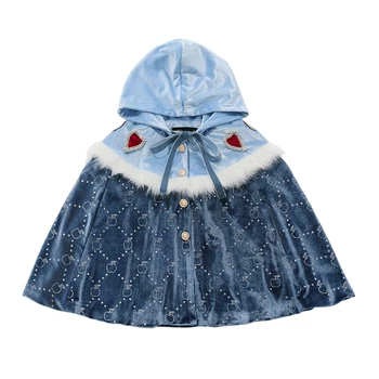 

Baby cloak autumn and winter outing children's corduroy princess cloak Western style girl hooded jacket