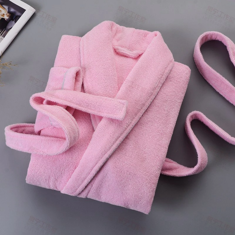 100% Cotton Bathrobe Men Hotel Robes Toweling Terry Fleece Robe Lovers Robe Bathrobe Soft Sleeprobe Female Casual Homewear