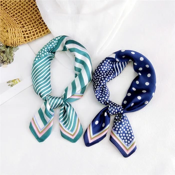 

Square Scarf Hair Tie Band For Business Party 60*60cm Lady Elegant Small Head Neck Silk Satin Scarf Retro Scarves & Wraps Ribbon
