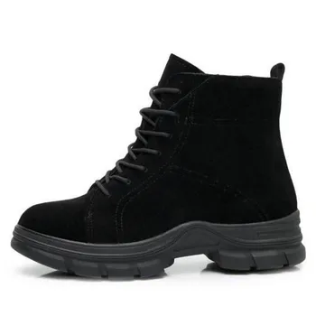 

Lace-up Side Zip Matte Genuine Leather Shoes Autumn Boots Thick Bottom Wedges Non-slip Women Shoes Warm Winter Boots Snow Boots