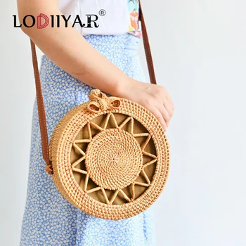 

Round Straw Bag Women Shoulder Summer Rattan Bags Bali Hollow Handmade Handbag Travel Beach Bag Crossbody Bohemian Casual Bags