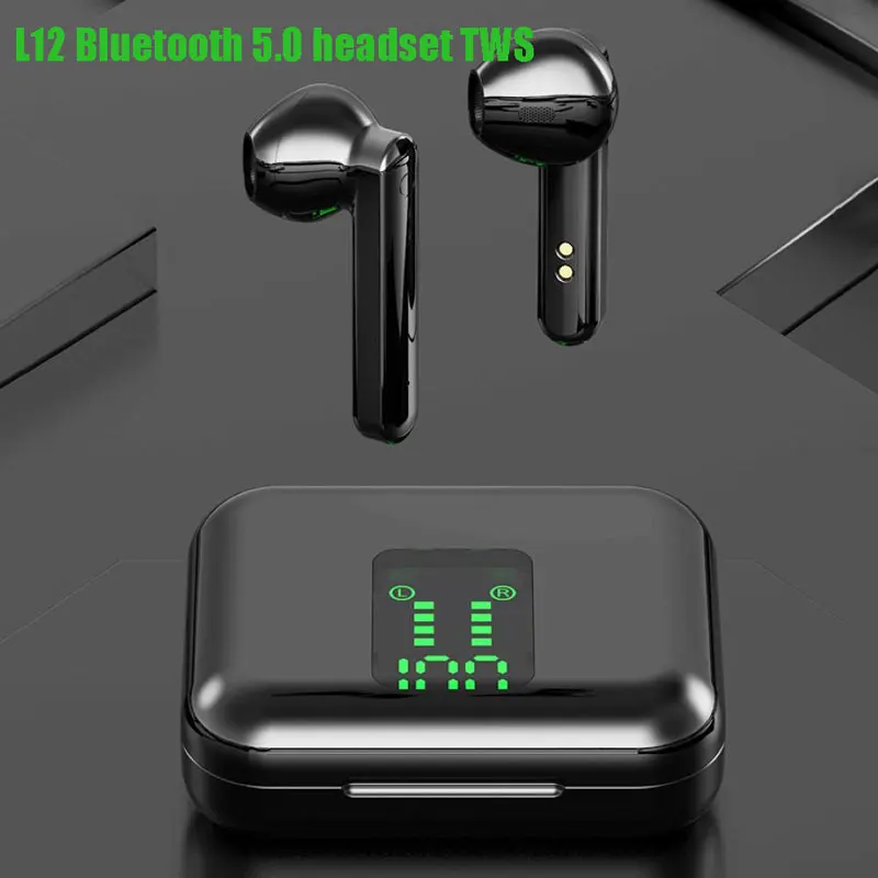 L12 TWS 5 0 earphone TWS binaural digital display with touch waterproof mini earphone sound movement 300MAH charging compartment