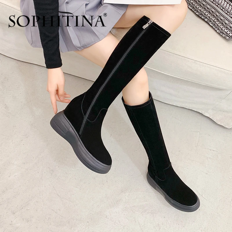 SOPHITINA/женские ботинки ручной работы из натуральной коровьей замши Удобная