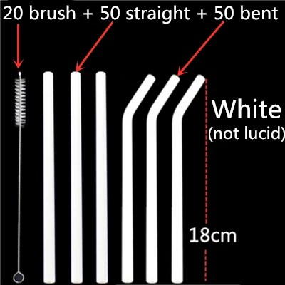 100 straw - 20 brush 100 шт стеклянные соломинки, прозрачные Изогнутые 18 см x 8 мм-идеальная многоразовая Солома для смузи, чая, сока-10 шт с 20 шт чистящей щеткой - Цвет: 100 straw - 20 brush