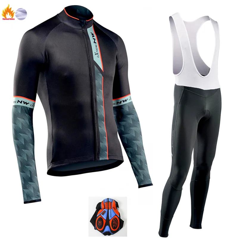 Ropa ciclismo теплый зима Термальность флис велосипедная одежда Для Мужчин's Велоспорт Джерси костюм для прогулок верховой езды на велосипеде, MTB Костюмы комбинезон, комплект - Цвет: Winter Cycling Suit